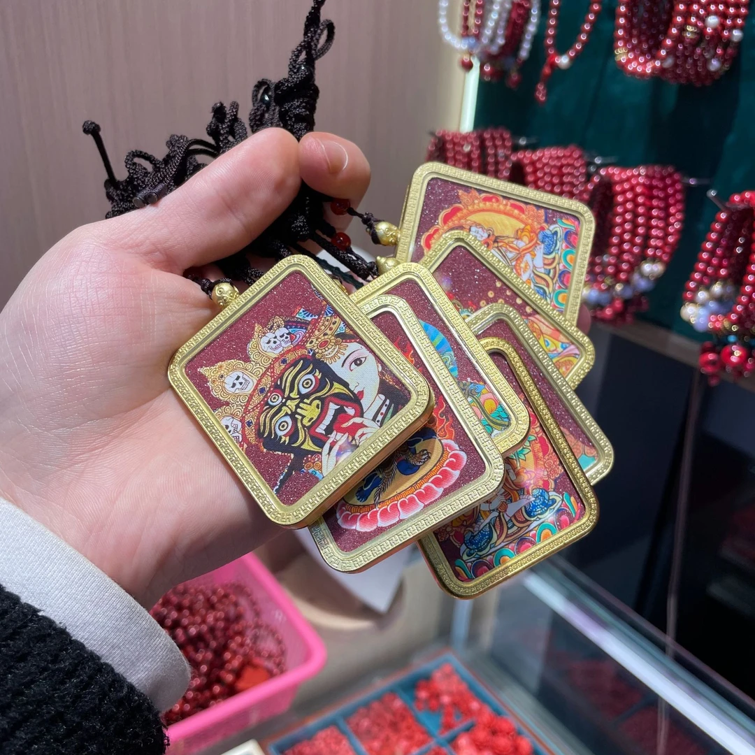 含辰砂工艺品高含量紫金砂朱砂铜镀金唐卡