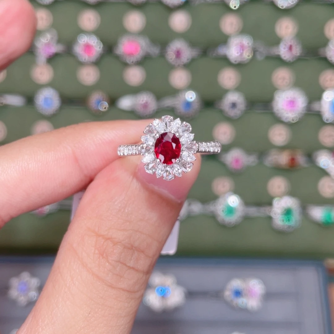 红宝石戒指18K金镶嵌0.62ct 无烧鸽血