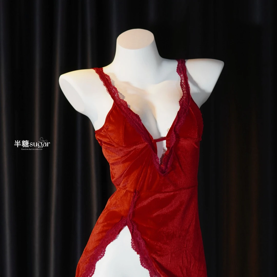 【深情】纯欲魅惑烈焰性感网衣爆款烫钻连体内衣性感睡裙 F903