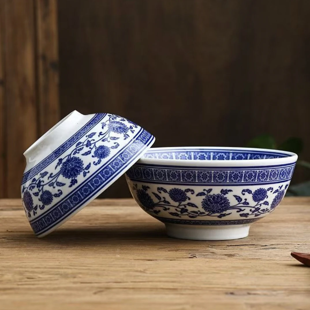 2个，口径13cm青花缠枝莲米饭碗