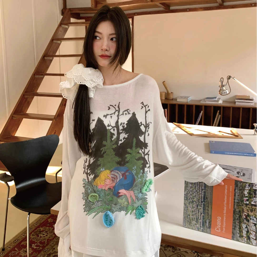 YANAG丛林的梦境骑大象的天使天丝羊毛防晒长袖T恤