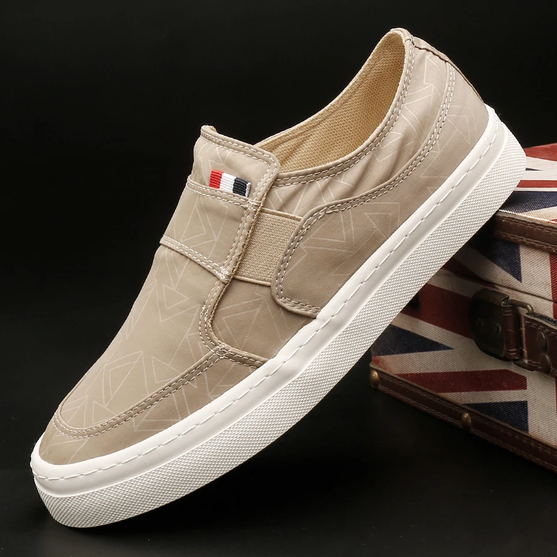 25007 透气平跟舒适潮鞋一脚蹬布鞋潮流男鞋薄款印花老北京布鞋