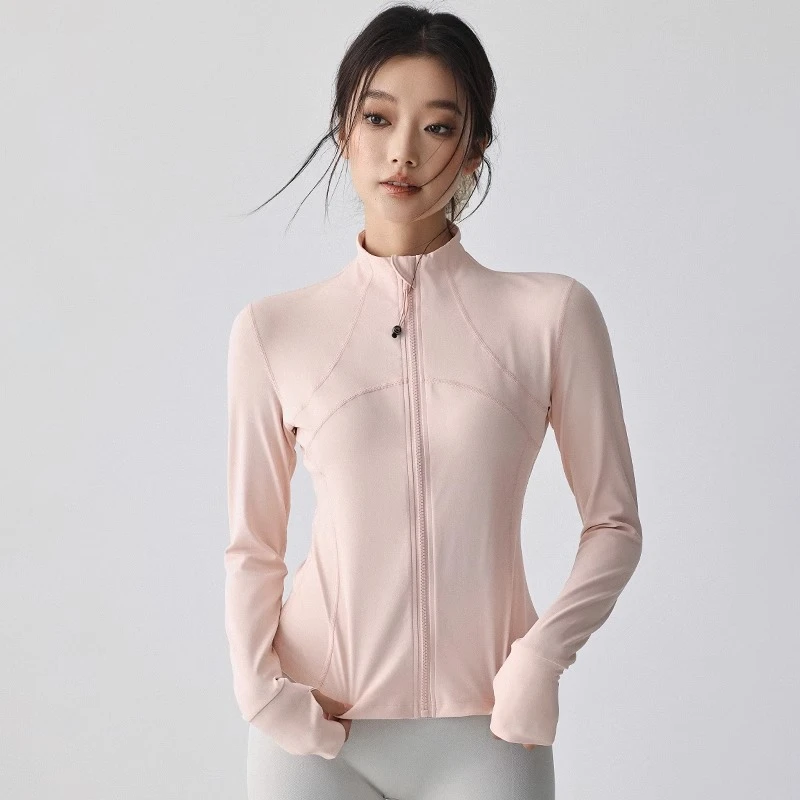 高颜值瑜伽外套女秋季外套新款裸感速干修身长袖训练瑜伽外套