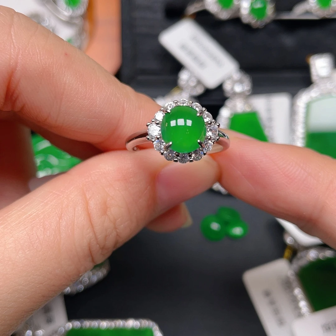 银S925镶嵌戒指翡翠❤****戒指8527