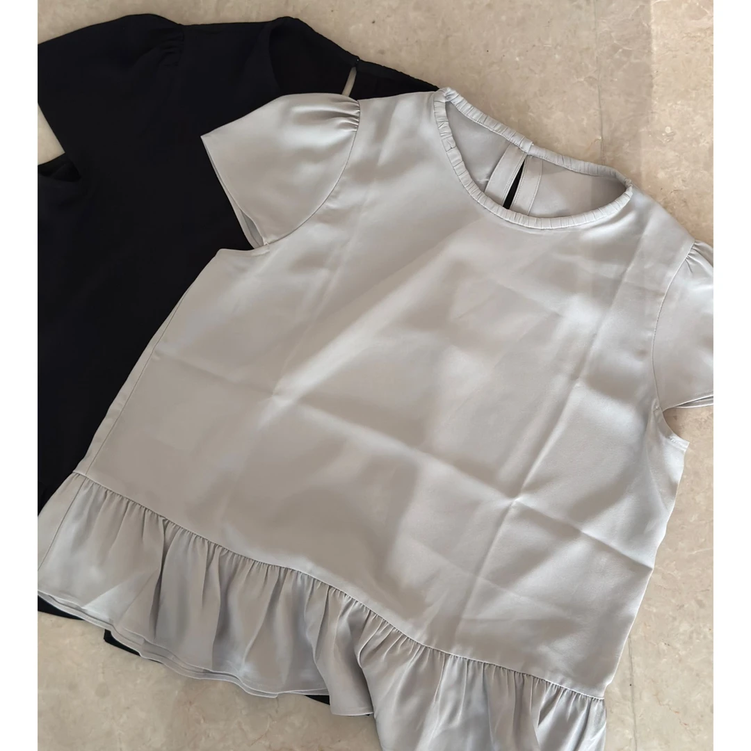 zhukele 醋酸打褶摆小衫