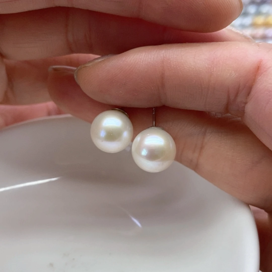 银S925镶嵌淡水珍珠耳饰
