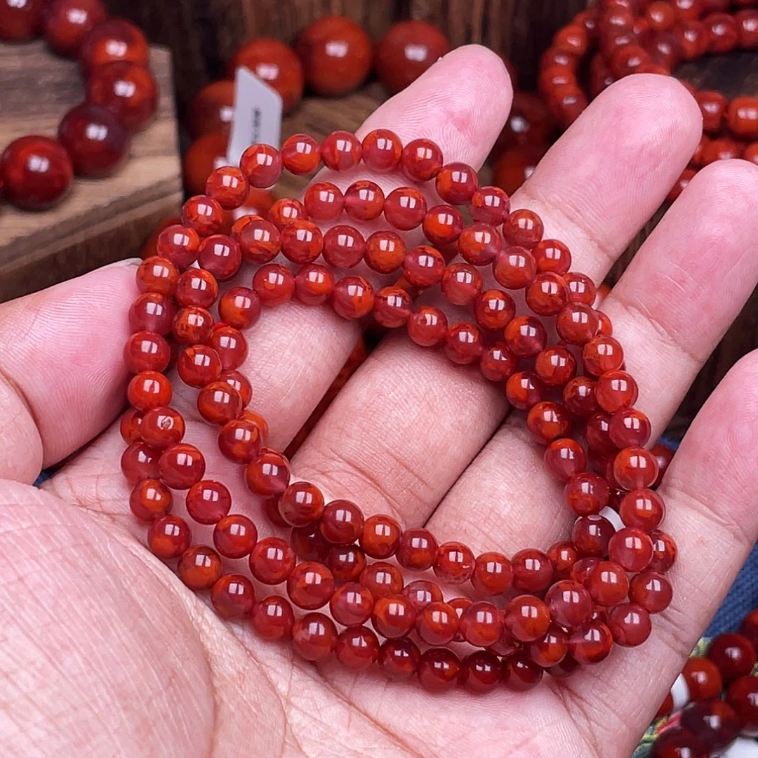 南红玛瑙未镶嵌珠链南红瓦西卡5多圈