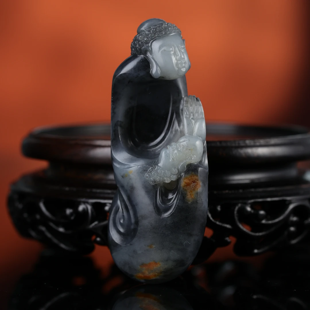 rl和田玉青花留皮巧雕禅意挂坠smc2512081288