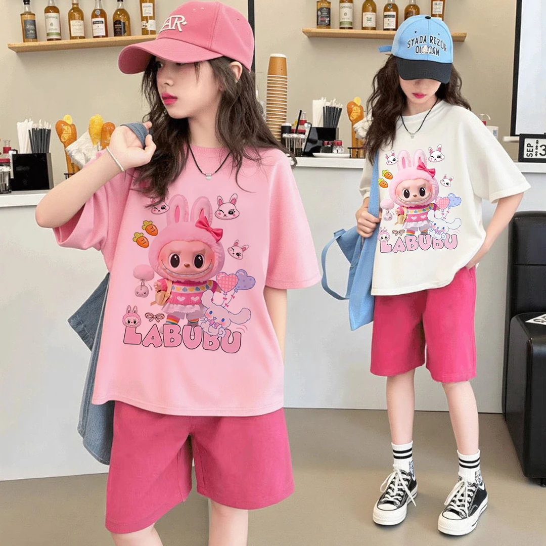 【拉布布短袖套装】女童中大童夏季新款薄款t恤上衣ins潮酷宽松韩版