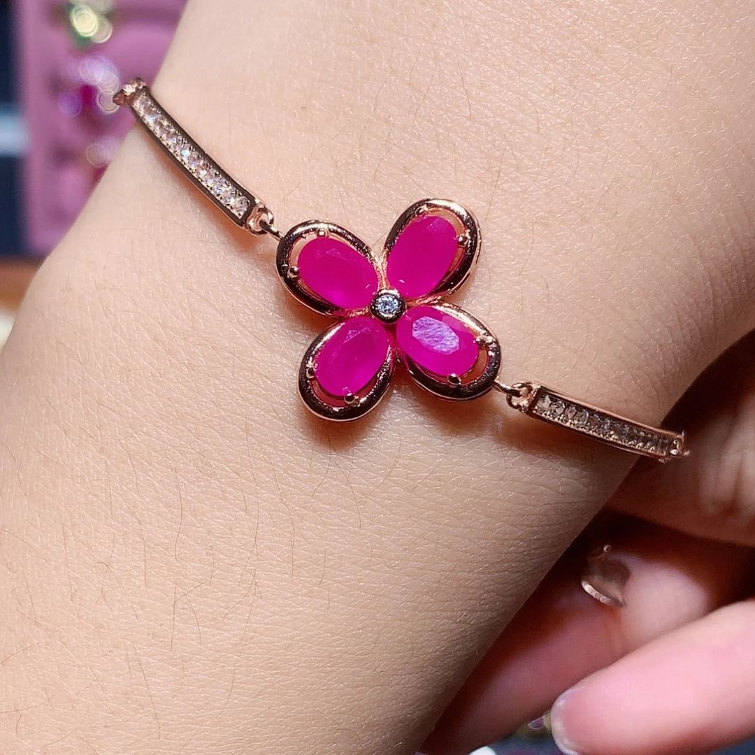 手链银S925镶嵌红宝石