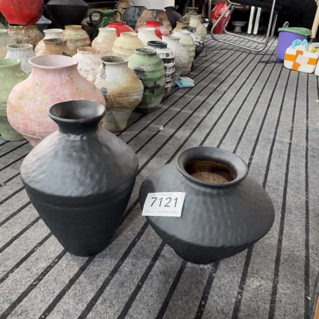 一***子陶摆件景德镇高温花瓶编码7121一套默认无孔