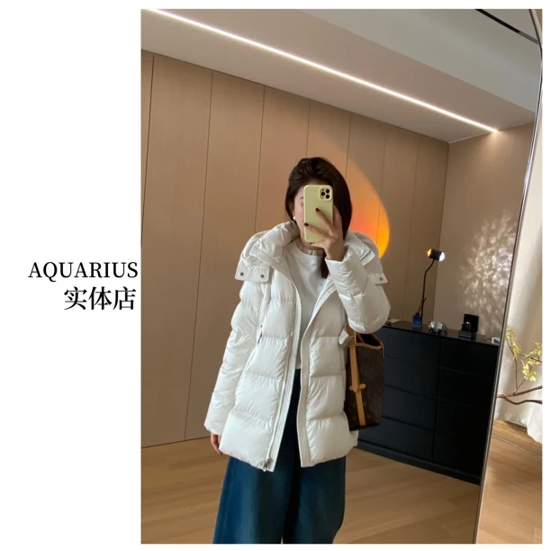 【AQUARIUS】（收腰优质少妇）连帽中长款羽绒服55022