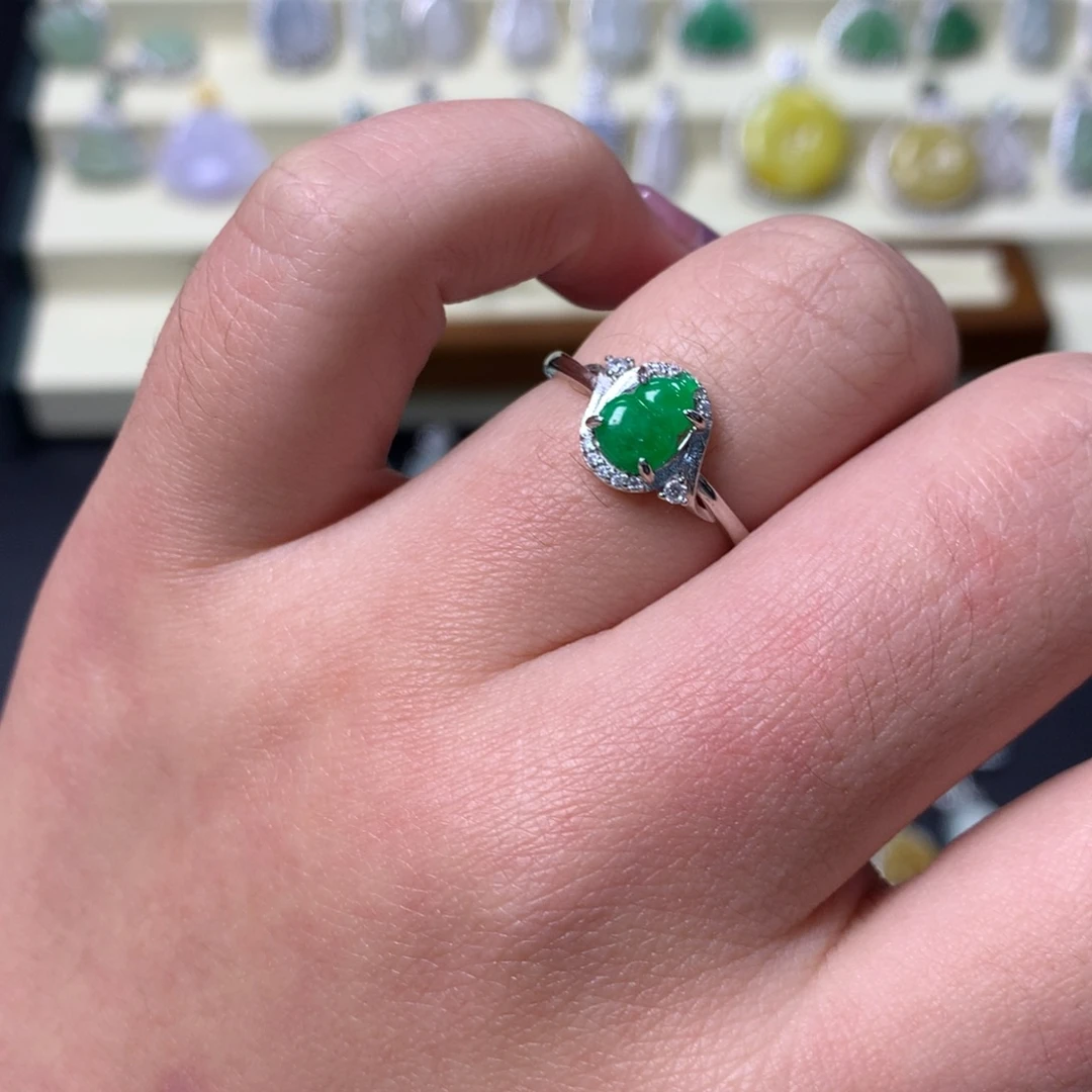 翡翠银S925镶嵌挂件