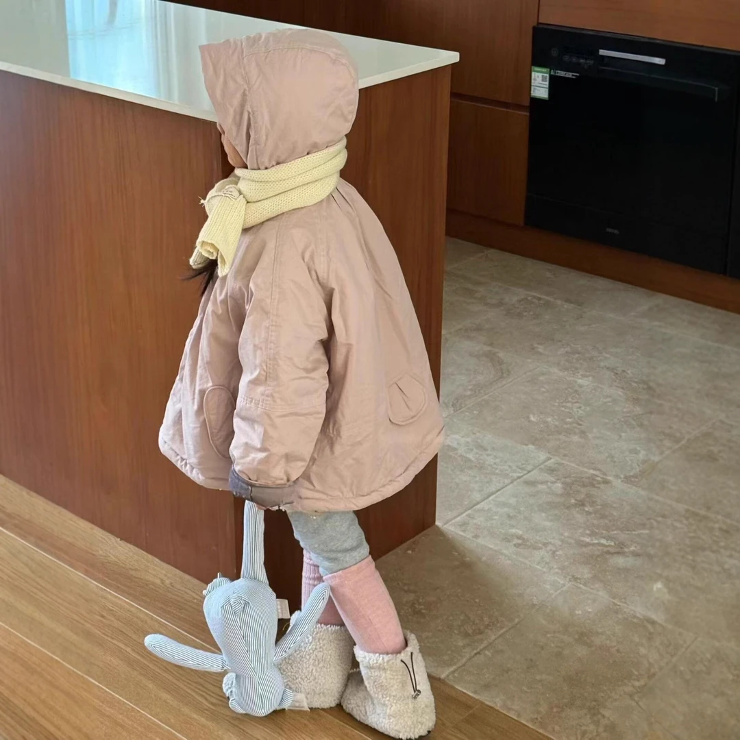 女童棉服25连帽可爱保暖夹棉外套中小童宝宝新款休搭棉袄外套