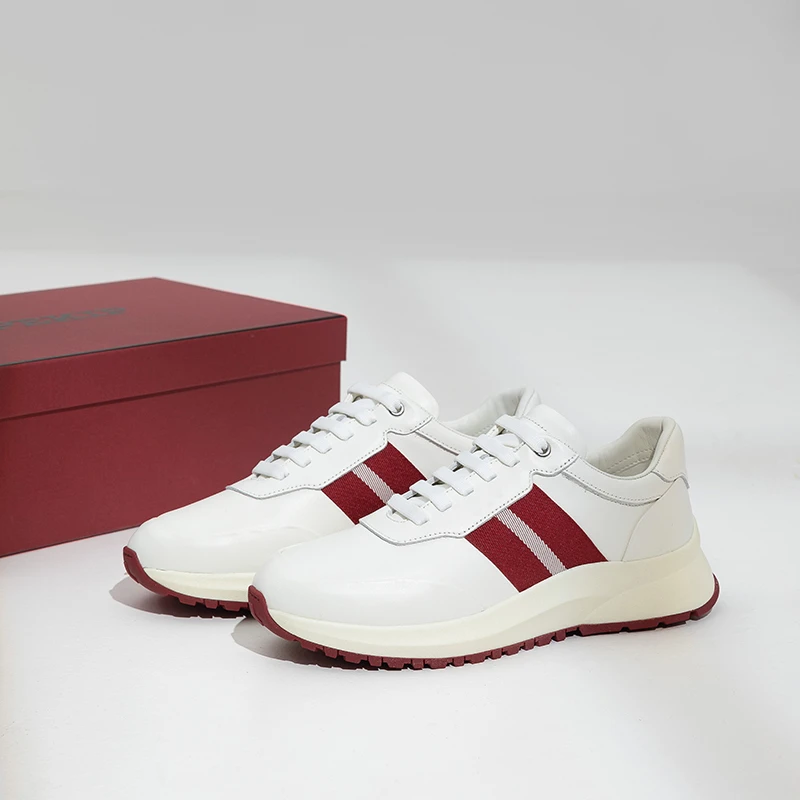 夏季男式休闲鞋头层牛皮高端运动真皮透气增高A88全皮白色