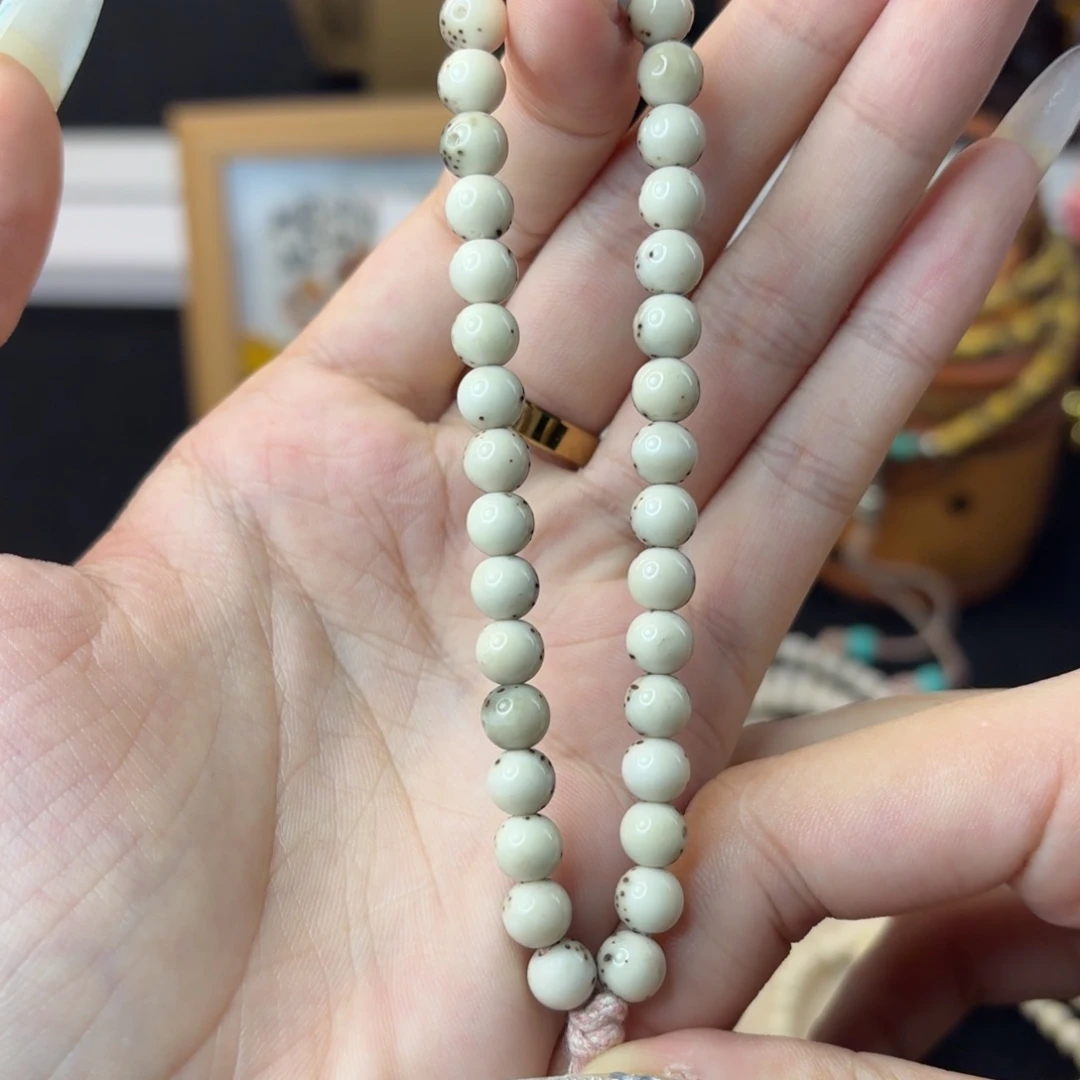 星月菩提吊坠6.5圆绿包白手持