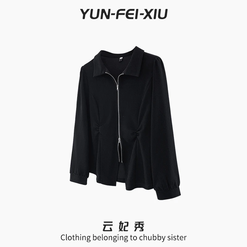 云妃秀大码女装衬衫时尚休闲翻领宽松显瘦气质减龄百搭春季63475