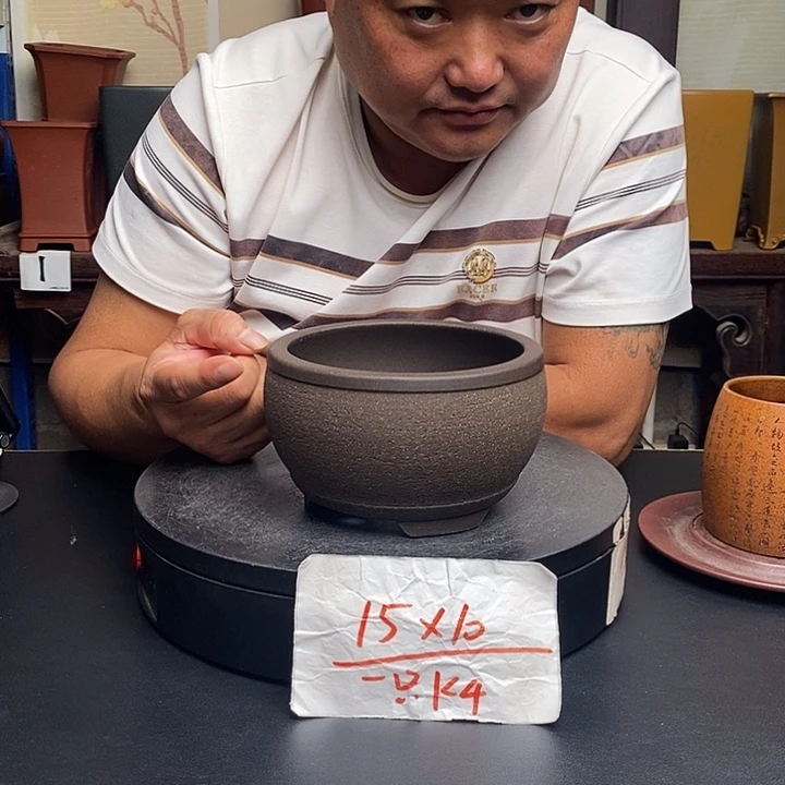 紫砂花盆货号一只KK4