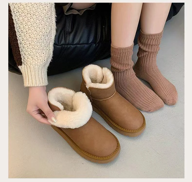 【华小姐】冬季新款时尚潮流圆头平底百搭雪地靴812-1