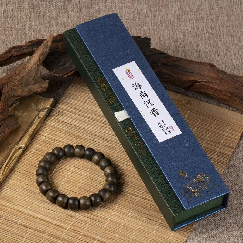 海南树心油沉香手串苹果珠单串+海南沉香线香礼盒50g/盒tz0169