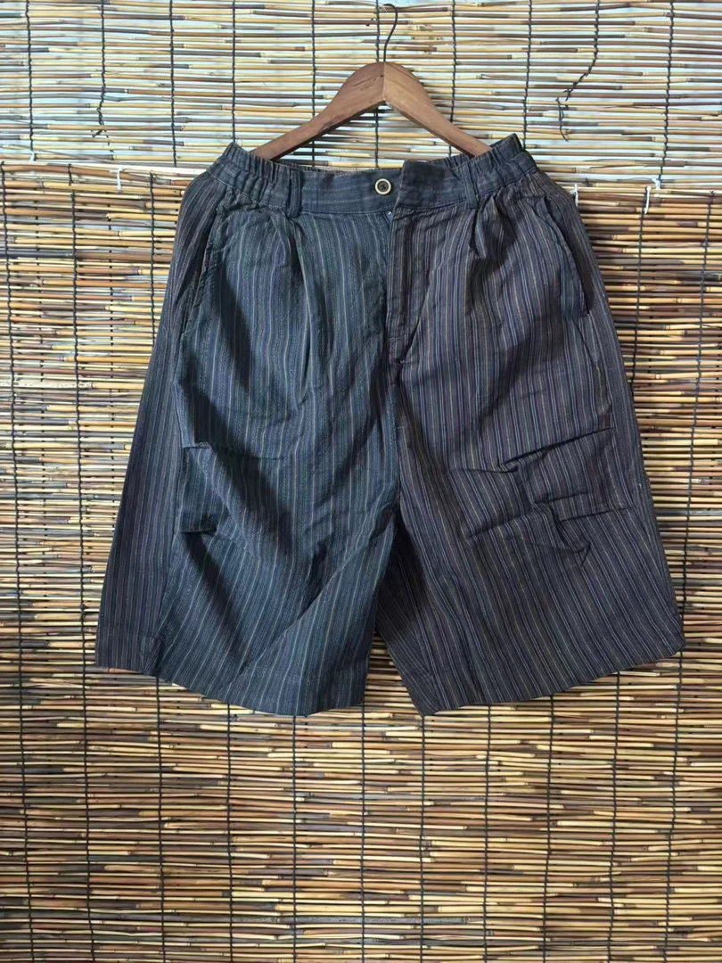 夏季新款复古休闲撞色百搭老布七分裤（颜色随机）