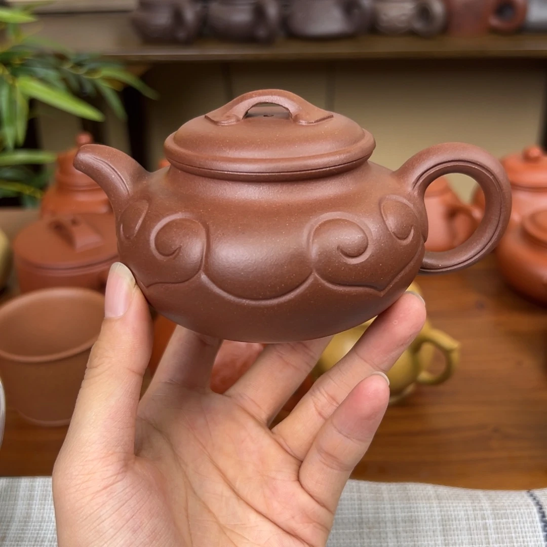 慢***！茶壶紫砂紫砂壶仿古如意底槽清200cc全手