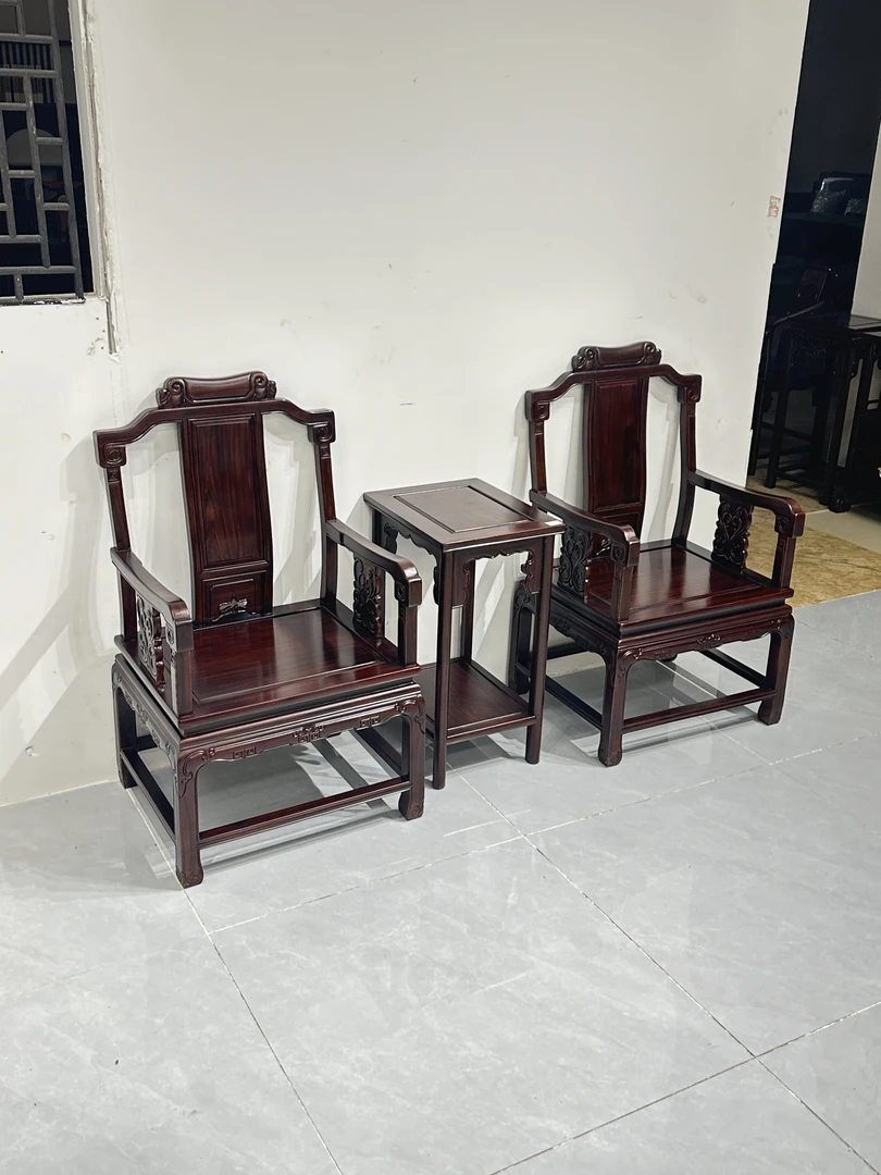 工厂直出大富豪围椅三件套南美酸枝木实木三件套