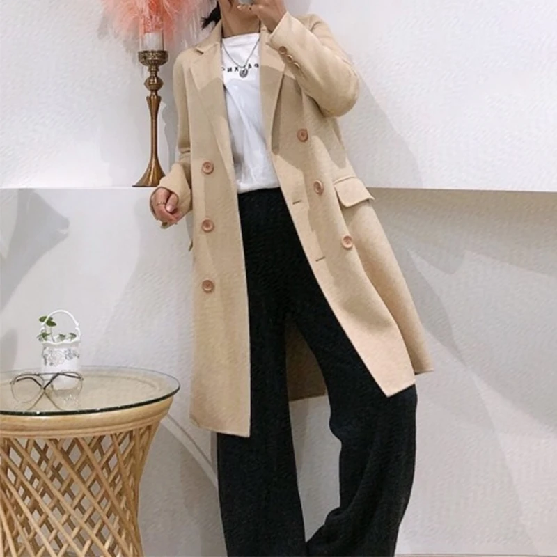 显瘦秋季大衣长款外套女装休闲6313