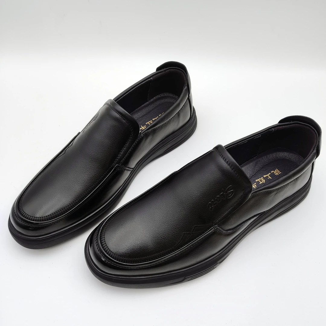 2025男士真皮皮鞋3785黑色透气软底时尚百搭商务休闲单鞋陇上红牛