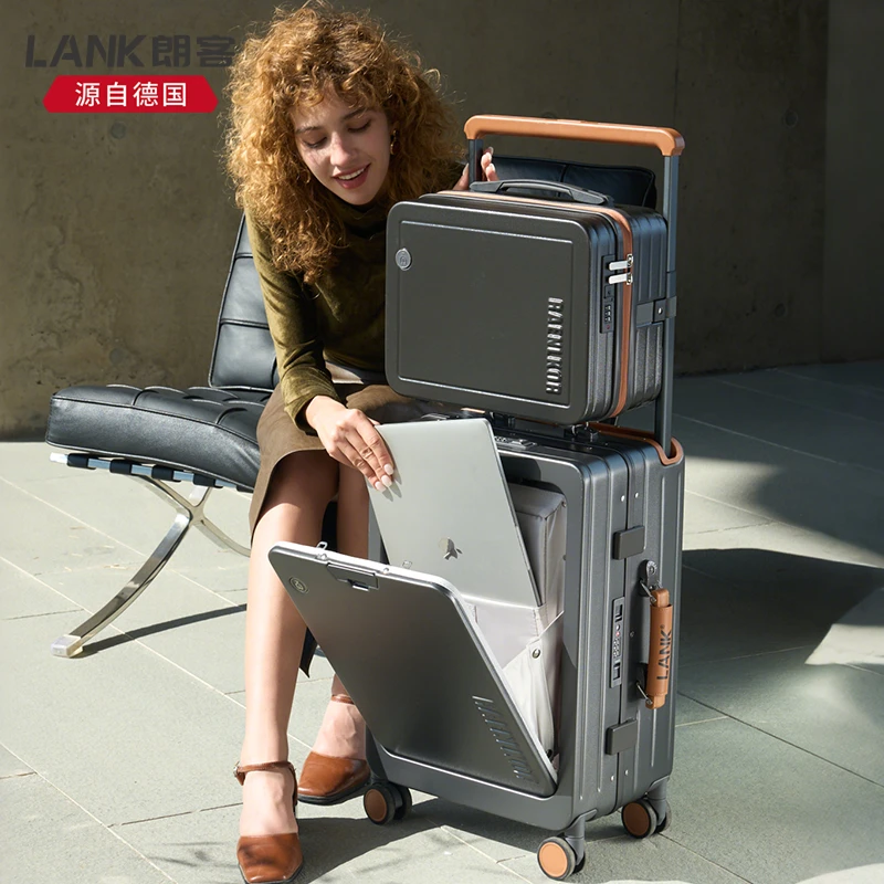 德国朗客前开盖子母行李箱2025新款宽拉杆旅行商务出差男登机箱女
