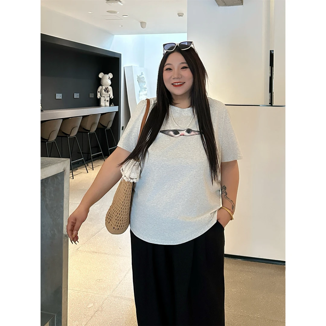 断码捡漏~荷尔斯泰 / ins风设计感T恤14668花契大码200斤胖mm夏季