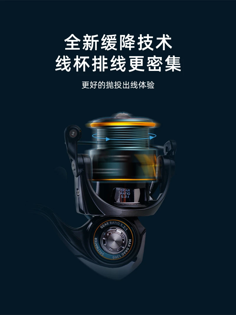 【果闲严选】2025新款路亚斜口浅杯海钓轮纺车轮无间隙渔轮渔具新款