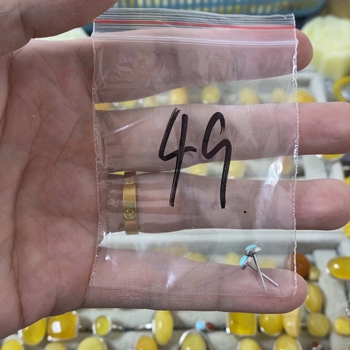 蜜蜡裸石银S925镶嵌耳钉