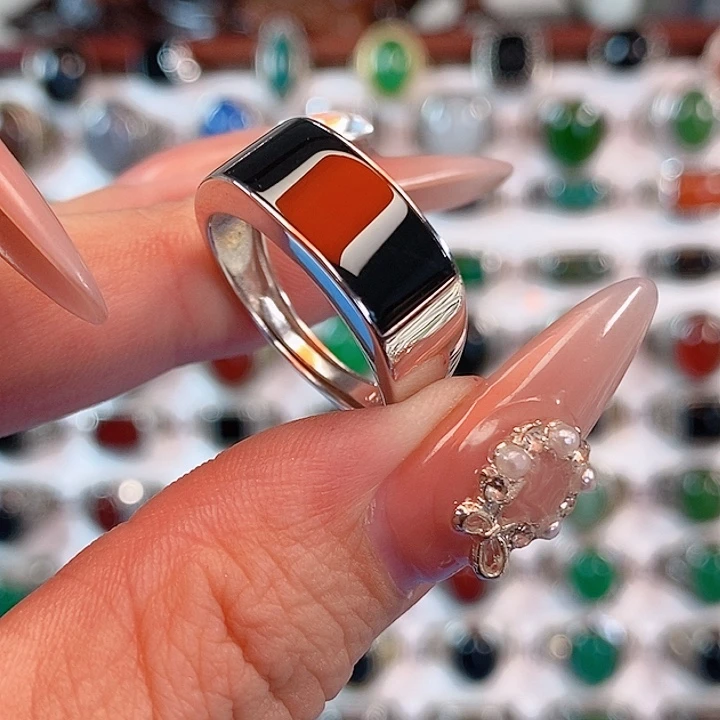 和田玉银S925镶嵌戒指