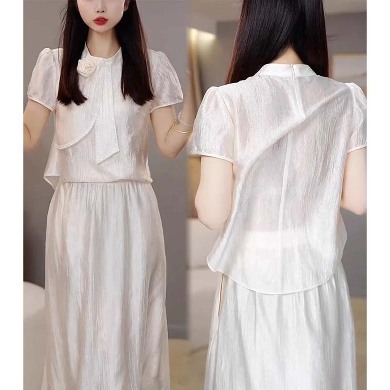 【两件套】【有里布】时尚设计感上衣显瘦套裙子女气质收腰套装D2320