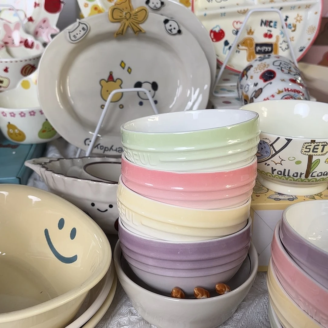 稻谷壳酷彩四碗颜色各一