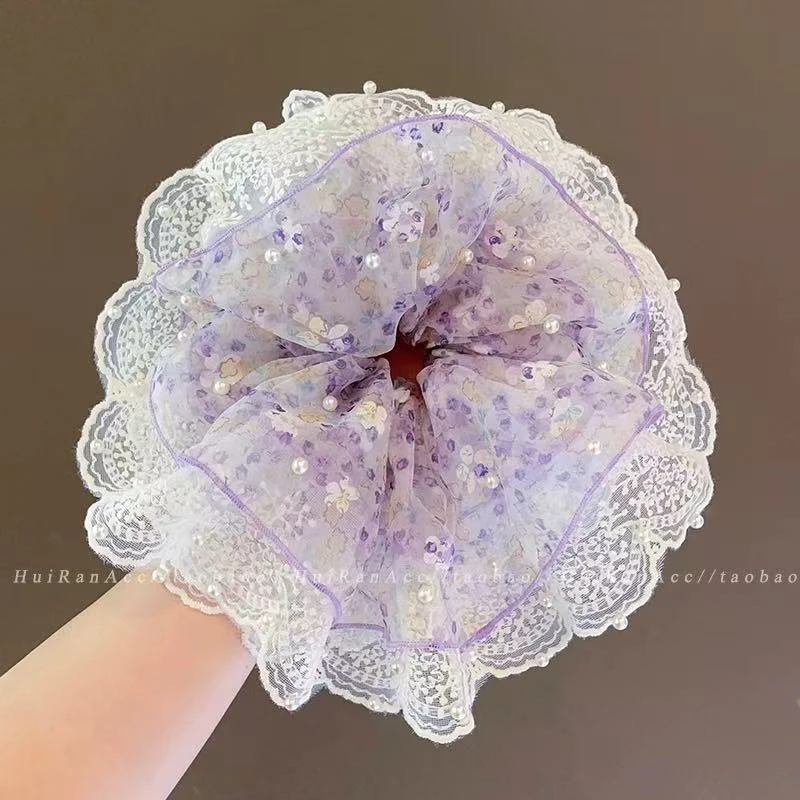 森系碎花大肠发圈超大后脑勺扎头发马尾发绳蓬松盘发发饰