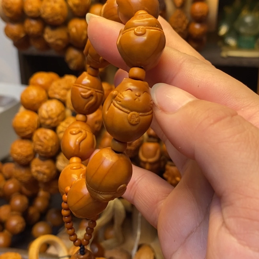 橄榄核手串/手链招财猫