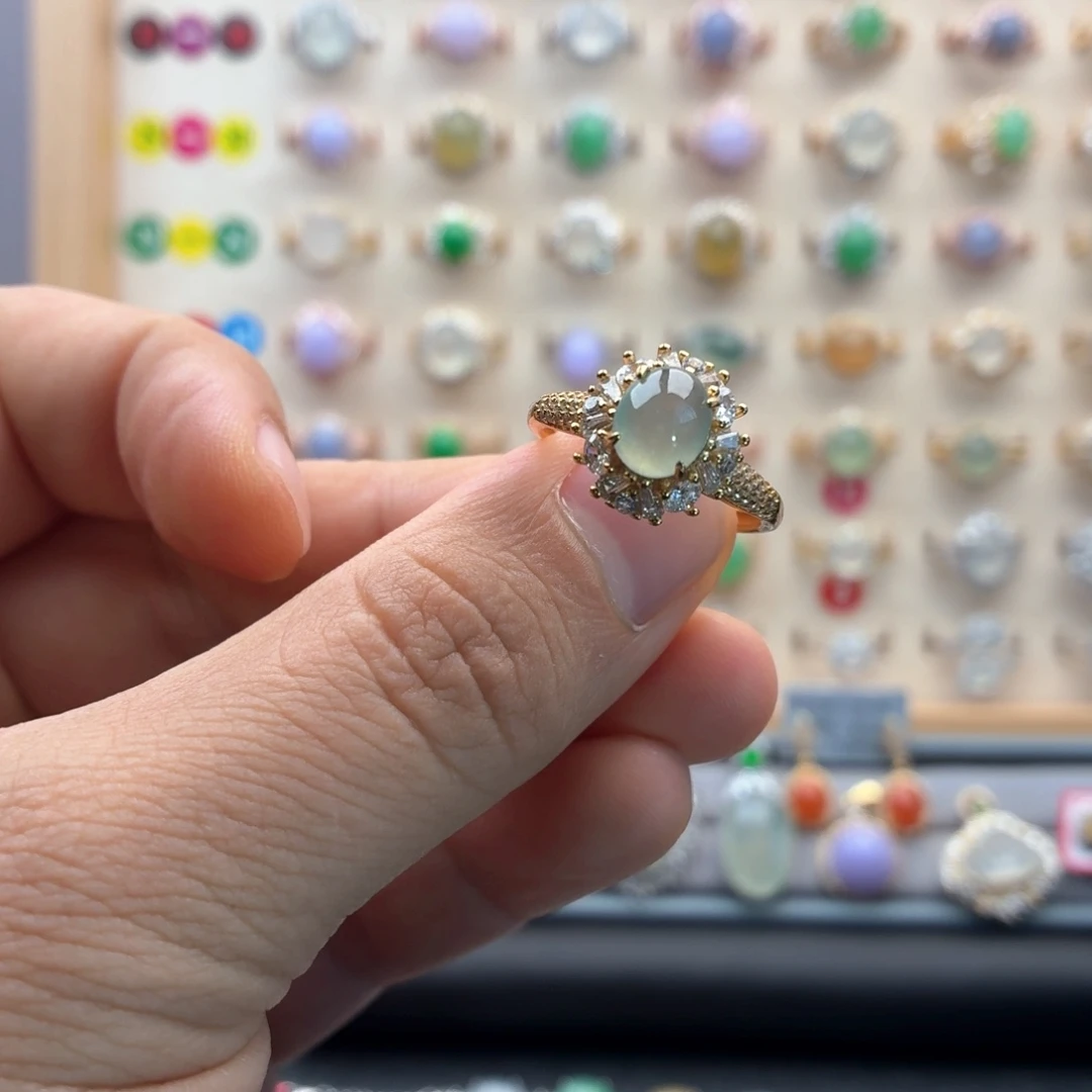 翡翠银S925镶嵌戒指