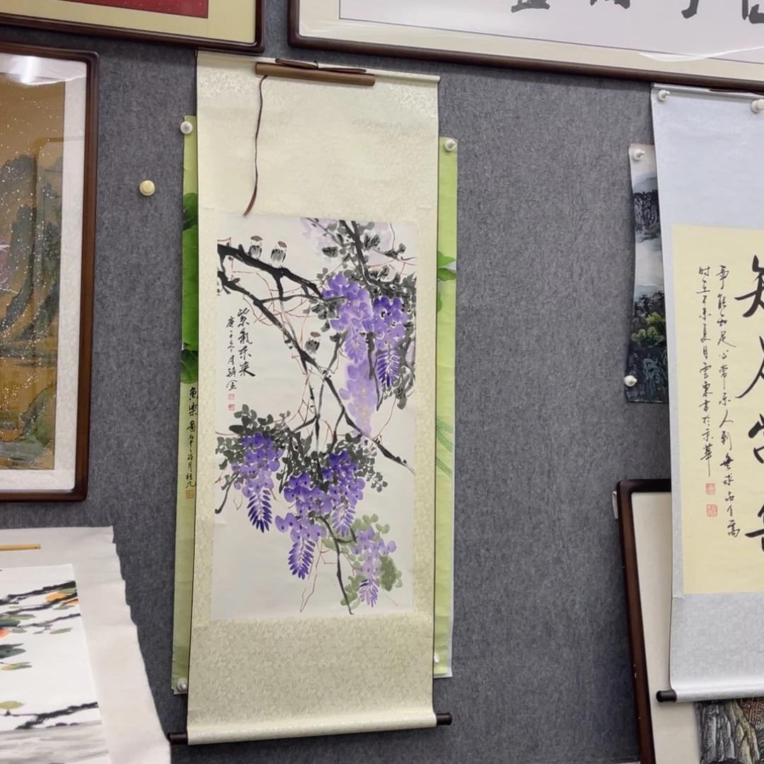 国画紫气东来成品卷轴一幅