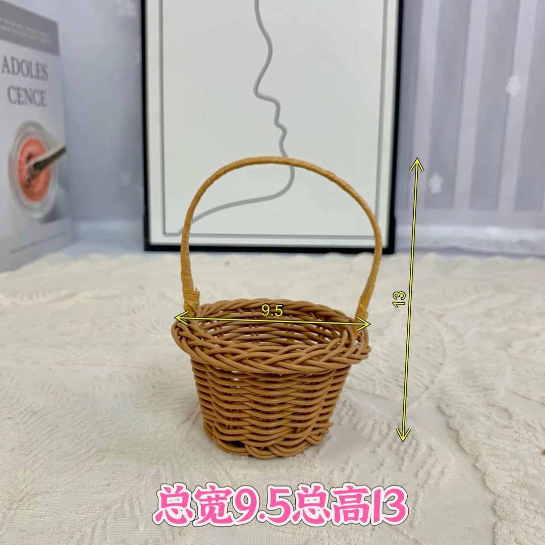 迷你小花篮仿藤编织手提花篮野餐篮花艺插花篮收纳伴手礼水果花篮