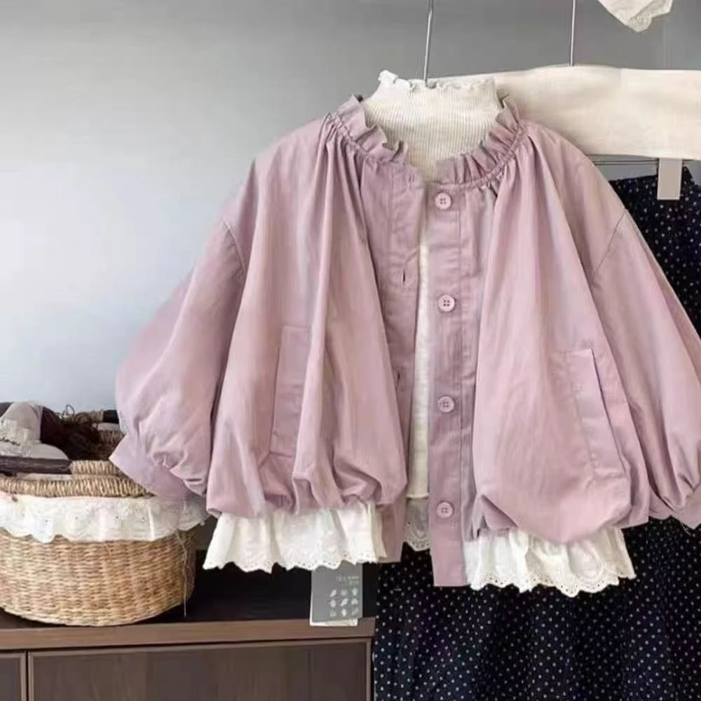 女童秋冬装外套秋洋气韩版夹棉上衣儿童2025新款加厚女孩防风夹克