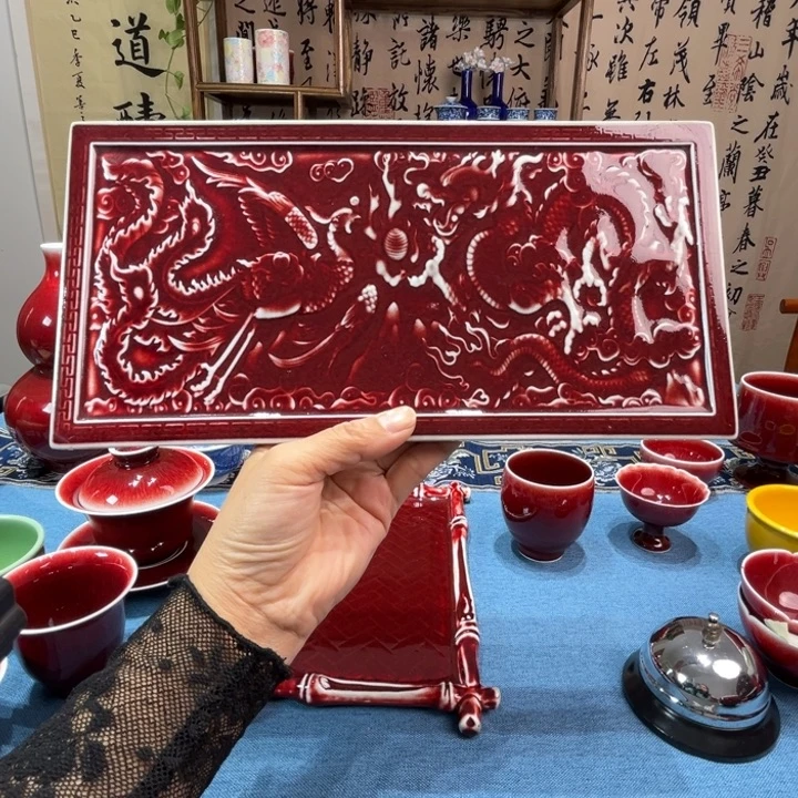 景德镇浅行窑龙凤茶盘