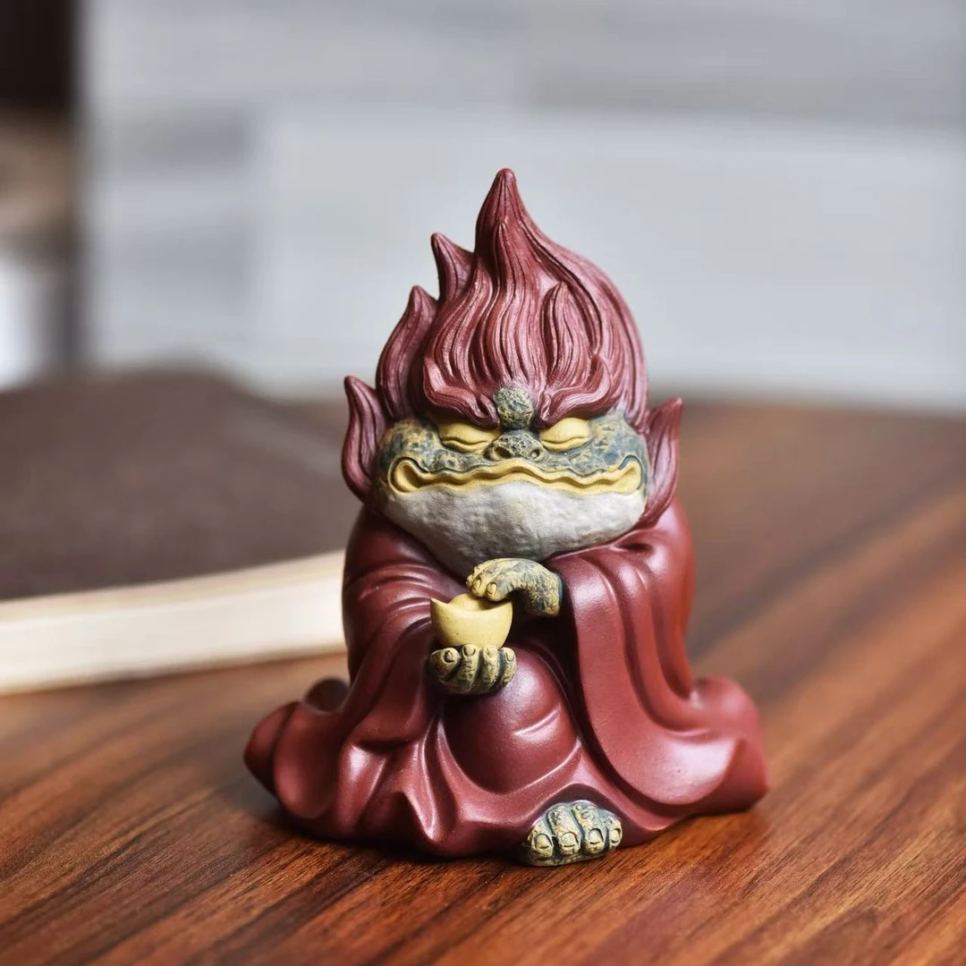 【炽曜金蟾】宜兴紫砂茶宠摆件金蟾茶台手工茶玩招财可养创意工艺品