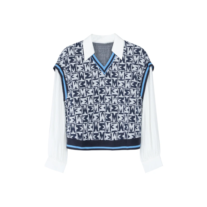 【小余专属】春季上衣假两件修身显瘦长袖毛衫CF3341333385Y