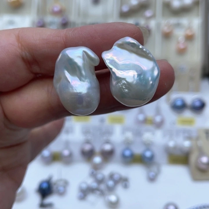 淡水珍珠耳饰银S925镶嵌哥****格