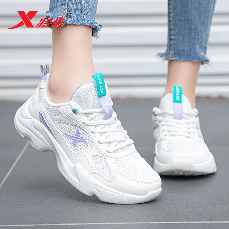 特步女鞋运动鞋女子夏季透气正品网面鞋轻便老爹鞋休闲透气运动鞋