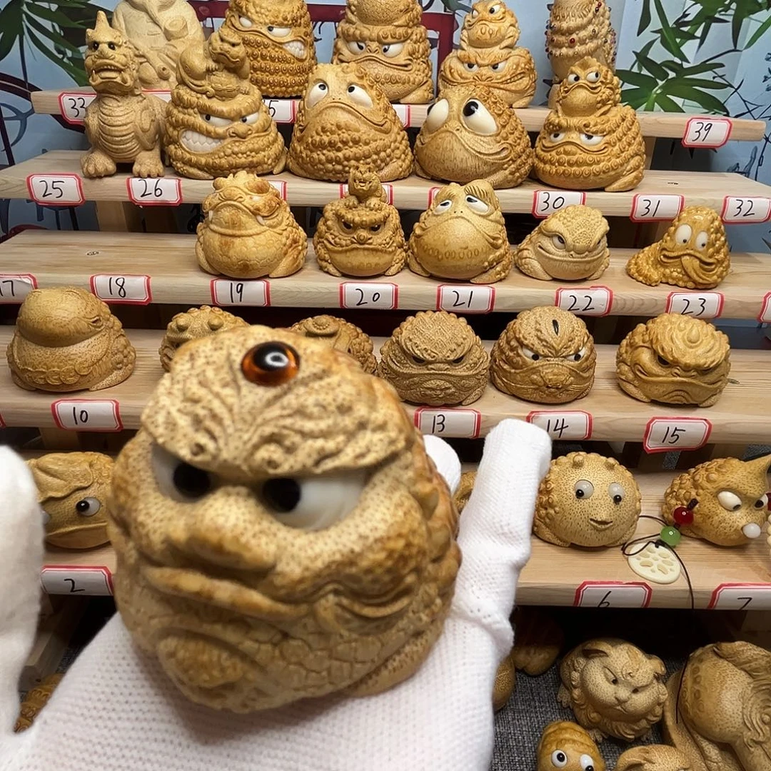 竹竹根雕手工三眼金蟾
