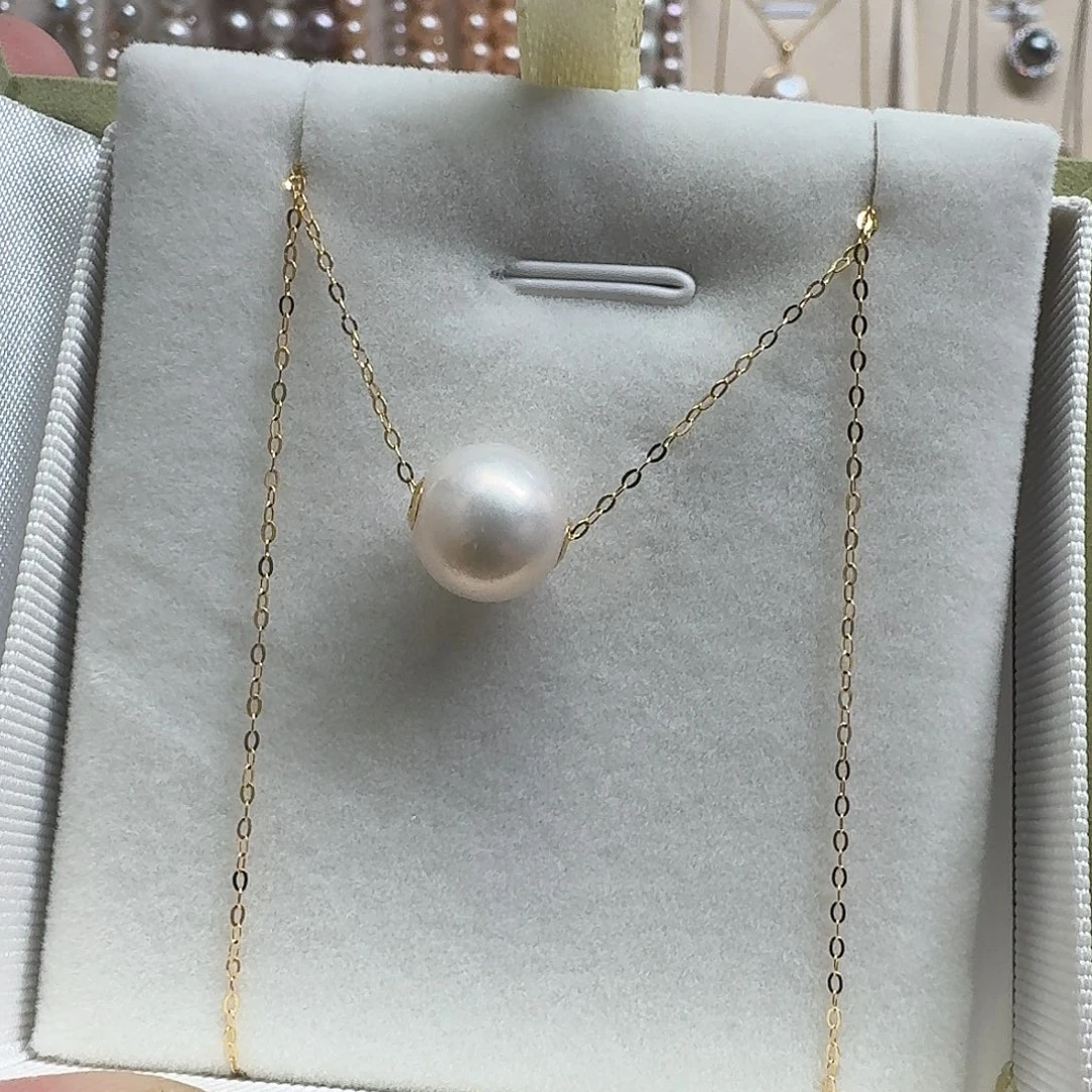 颈饰18K金镶嵌淡水珍珠露露通10mm18k贴片