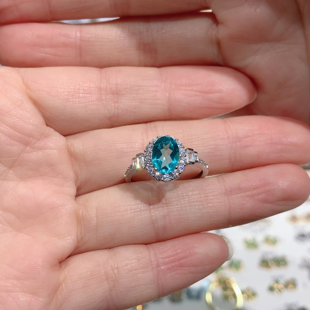 托帕石戒指银S925镶嵌